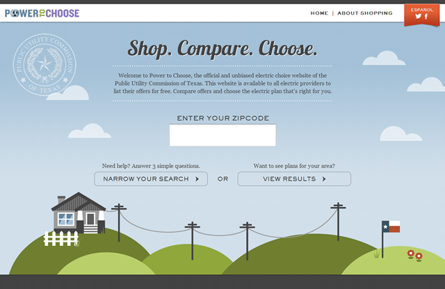 Power To Choose - homepage - design for use