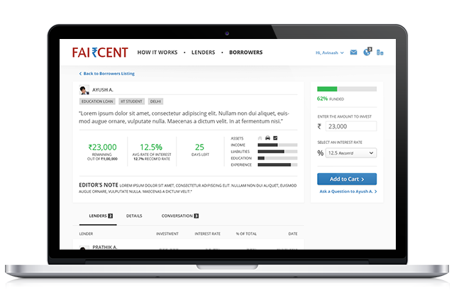 faircent website design - design for use